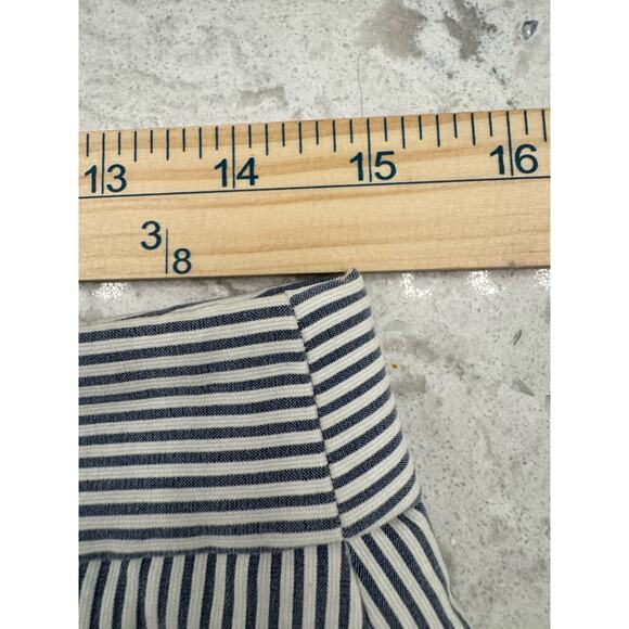 J CREW 6 Preppy Skirt Stripe Seersucker Pleated Button Front Pocket Nautical - Picture 15 of 16